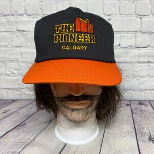 Vintage K Products Farmer Hat Cap Snapback Black Orange The Pioneer Calgary